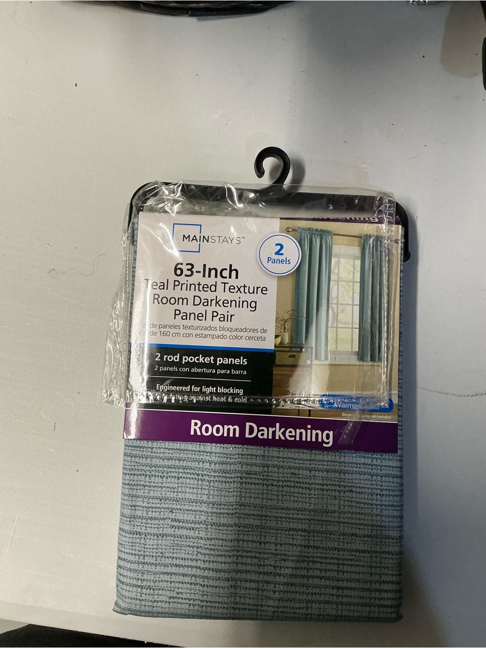 Mainstays Teal Textured Room Darkening Panel Pair